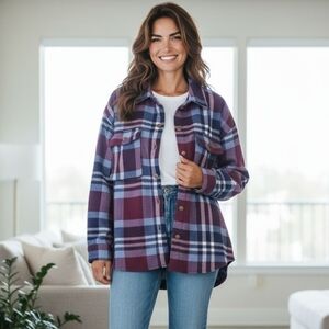 Frye Plaid Utility Shacket Jacket Button Front Pockets